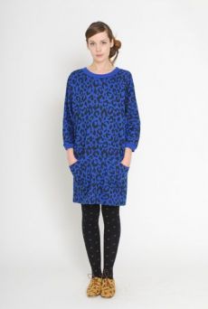 AW1112 LEOPARD BATWING RAGLAN DRESS - GREY - Other Image